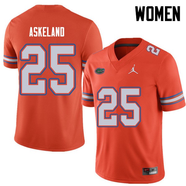 Jordan Brand Women #25 Erik Askeland Florida Gators College Football Jerseys Orange
